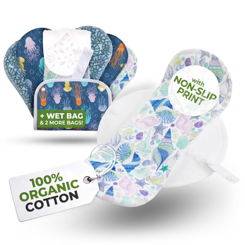 Non-Slip, Organic Cotton Reusable Panty Liners for Teen Girls (Small 7-Pack) - 100% Breathable & High-Temp Washable Cloth Panty Liners for Vaginal Discharge - Gentle on Skin, Stay Fresh & Dry Daily
